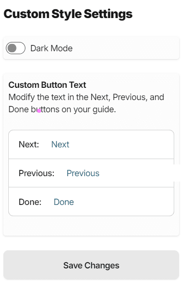 Guide Style Settings